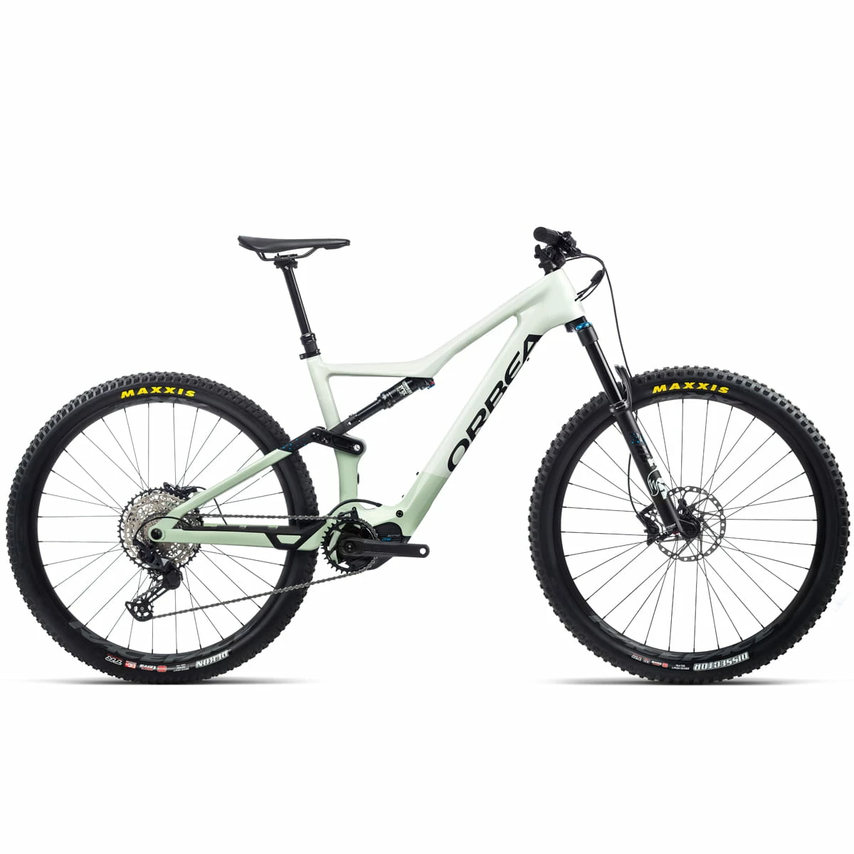 Orbea Rise M20 - 29 Pouces Fully E-Bike - Résine Blanche/vert Brouillard 1 Orbea Rise M20 - 29 Pouces Fully E-Bike - Résine Blanche/vert Brouillard